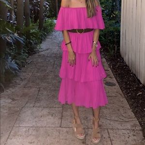 Off the shoulder hot pink dress
